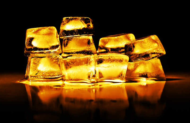 Gold-toned ice cubes bullion in Vancouver