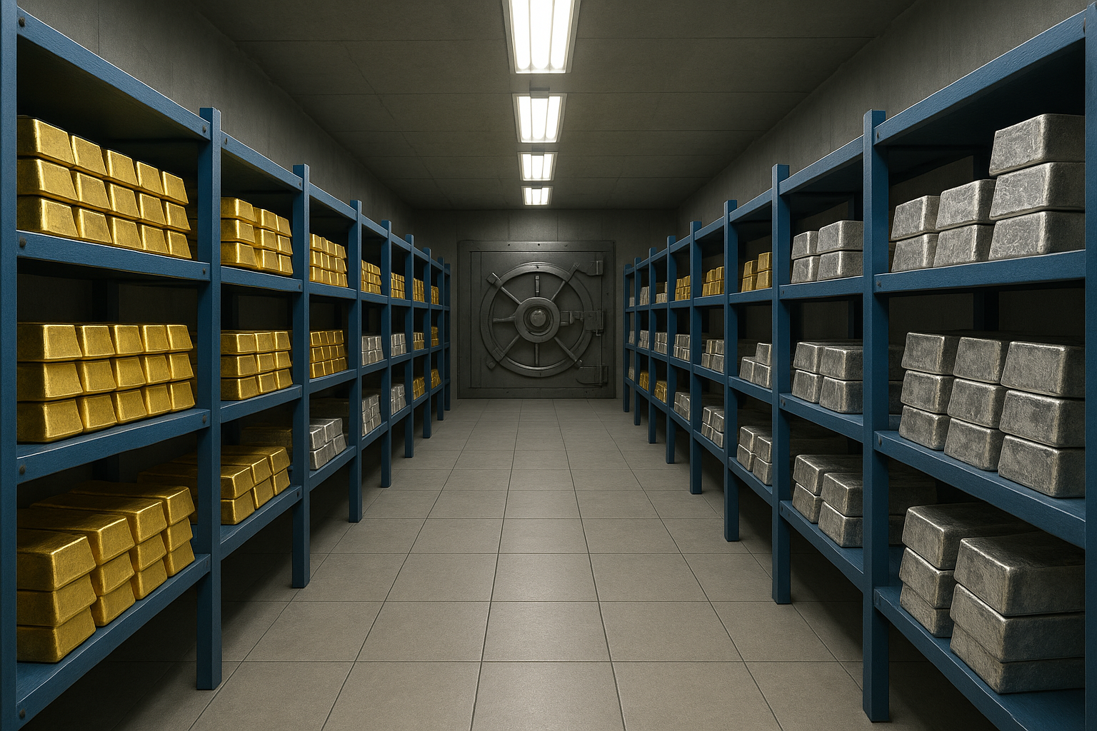 Vault with stacked gold and silver bars – Vancouver Gold and Silver